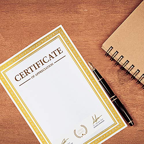 Belle Vous Certificados Papel 50 Pz - A4 180GSM Diplomas en Blanco con Lamina Oro Frontera - Adecuado para Chorro de Laserjet Impresora, Competencia, Ceremonia, Graduación, Uso Vertical y Horizontal