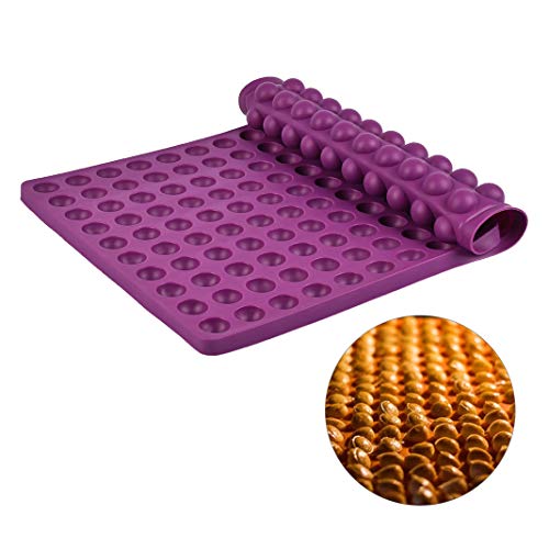 Bellkey Alfombrilla de silicona para hornear – 2 cm semiesférica de silicona con puntos – 140 moldes para galletas de perros & perros, papel para hornear – Molde para bombones – 38,5 x 28 x 1,5 cm