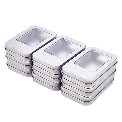 BENECREAT 10 Pack Rectángula Caja de Almacenamiento de Metal con Pequeña Ventana Transparente para Organizar Artículos Pequeños Apta para Viaje