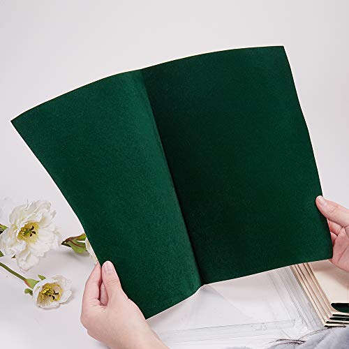 BENECREAT 12PCS Tela de Terciopelo (Verde) 40x29cm Tela Adherente Pegajosa Hojas Posteriores Hojas Adhesivas Traseras, Hoja A3, Autoadhesiva, Duradera y Resistente al Agua, Multiusos