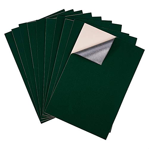 BENECREAT 20PCS Tela de Terciopelo Tela Pegajosa Hojas Posteriores Hojas Adhesivas Traseras, Hoja A4 (21cmx30cm), Duradera y Resistente al Agua Verde Oscuro