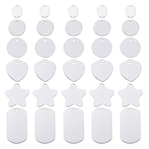 BENECREAT 30 PCS Colgante de Pulsera en Blanco Etiqueta de Estampación de Aluminio para Manualidad de Joyería Colgante Etiqueta para Perro - 5 Formas Mixtas