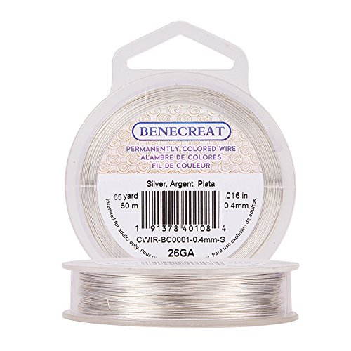 BENECREAT - Cable de Bobina de Plata Antideslizante de Calibre 26, 60M / 66Yard