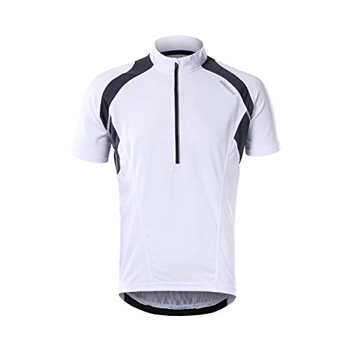 BERGRISAR hombres media cremallera Ciclismo Jersey manga corta bicicleta Bicicletas Camisas con cremallera bolsillo secado rápido transpirable BG060 - Blanco - X-Large