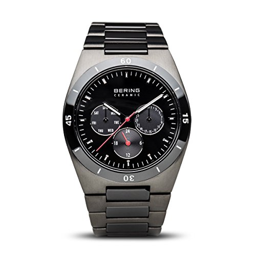 Bering Ceramic - Reloj de cuarzo para hombre, con correa de cerámica, color gris antracita/negro