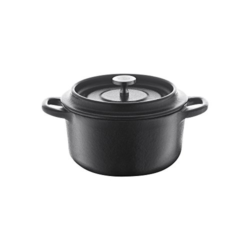 Berndes 034141 de Hierro Fundido Asador Mini Cocotte con Tapa de Hierro Fundido esmaltada, 0,35 l, 10 cm, Redondo, Negro