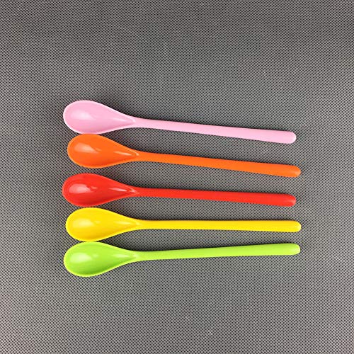 BESLIME Cucharas Plásticas 8 PCS Multicolor Plástico Cuchara Lovely Larga Mezcla Cuchara para Mermelada Miel Café Color al Azar