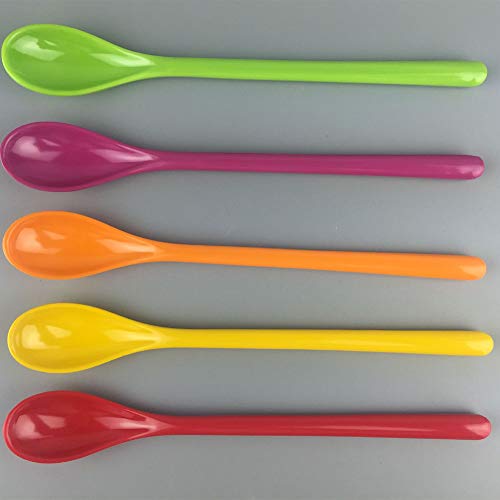 BESLIME Cucharas Plásticas 8 PCS Multicolor Plástico Cuchara Lovely Larga Mezcla Cuchara para Mermelada Miel Café Color al Azar