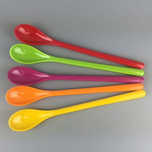 BESLIME Cucharas Plásticas 8 PCS Multicolor Plástico Cuchara Lovely Larga Mezcla Cuchara para Mermelada Miel Café Color al Azar