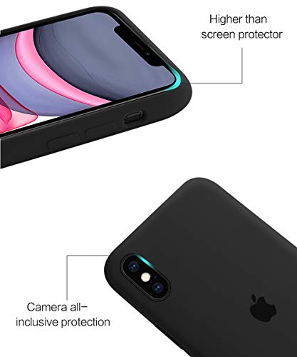 BESTCASESKIN Funda Cuerda Compatible con iPhone X/XS -Colgante Ajustable Collar Correa de Cuello Cadena Cordón -Silicona TPU Case Carcasa, Negro