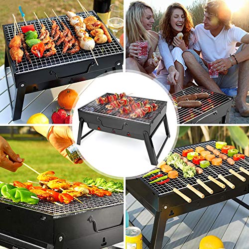 BestCool - Barbacoa de carbón, portátil, de acero inoxidable, plegable, ideal para camping, picnic, exteriores, jardín, fiesta