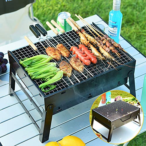 BestCool - Barbacoa de carbón, portátil, de acero inoxidable, plegable, ideal para camping, picnic, exteriores, jardín, fiesta