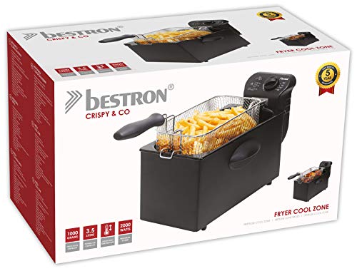 Bestron AF357B Freidora Cool Zone, para 1 kg de Alimentos, 2000 W, 3.5 litros, Metal, Negro