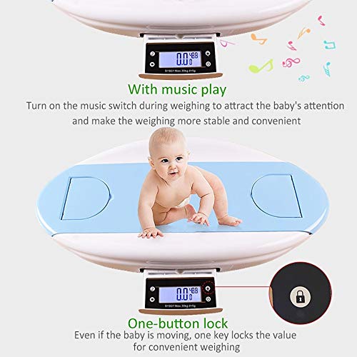 BESTSUGER Báscula para bebés, báscula para bebés, Instrumento para medir la Altura del bebé Báscula de Control de Altura para bebés con Pantalla LCD, Capacidad de hasta 30 kg,Azul