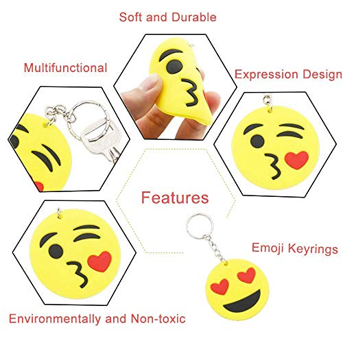 BESTZY 30 Pcs Mini Emoji Llavero Emoji Encantadora Emoticon Llavero Llavero Emoji de Cara Redonda Decoración de Bolsos Mochilas Colgante de Decoración para Coche