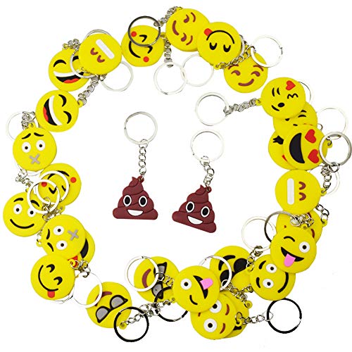 BESTZY 30 Pcs Mini Emoji Llavero Emoji Encantadora Emoticon Llavero Llavero Emoji de Cara Redonda Decoración de Bolsos Mochilas Colgante de Decoración para Coche