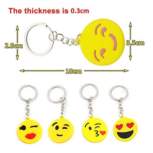 BESTZY 30 Pcs Mini Emoji Llavero Emoji Encantadora Emoticon Llavero Llavero Emoji de Cara Redonda Decoración de Bolsos Mochilas Colgante de Decoración para Coche