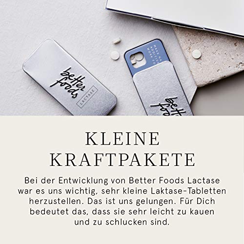 Better Foods Pastillas de Lactasa para Intolerancia a la Lactosa I Comprimidos de Enzimas Digestivas Sin Aditivo I Combate Dolor de Estómago, Diarrea I Digestión de Leche, Queso I 4.500 FCC I 45 pz.