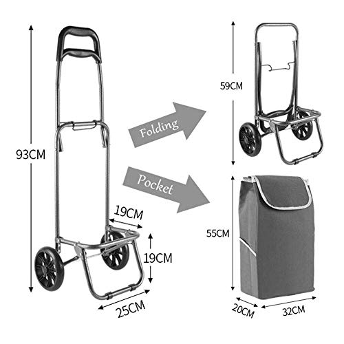 BGTRRYHY Bolsas de Compras de Viaje Plegables y Ligeras Carrito de Compras Carrito de comestibles 2 Ruedas de Eva Movilidad de Tela Oxford Carrito de Equipaje Carrito Bolsas de Equipaje