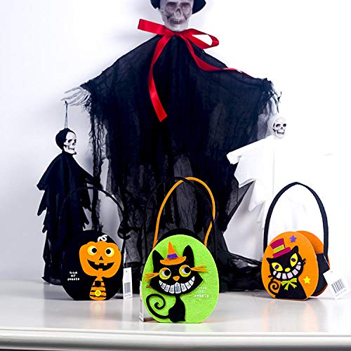 B/H Halloween Mano Bolsas de Regalo Bueno,Cesta de la Compra de Halloween, Cesta de Dulces (4 Piezas) -A,Bolsa De Asas De Halloween De Decoración