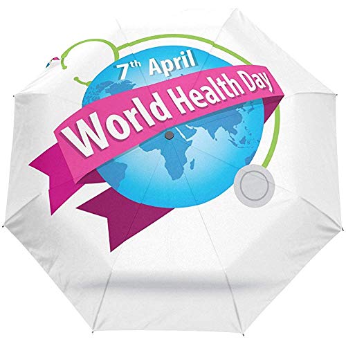 Bienvenido Lindo Feliz Abril Día Mundial de la Salud Auto Cerrar Sol Lluvia Paraguas
