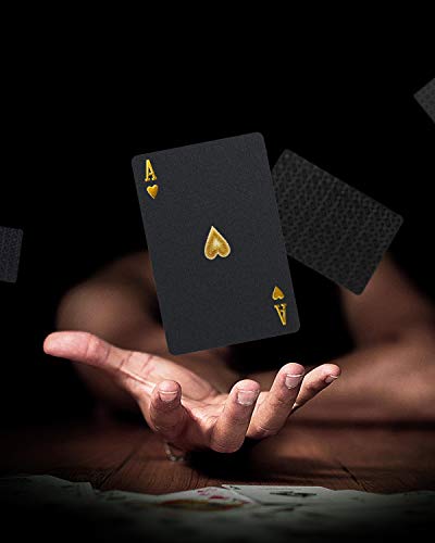 BIERDORF Baraja Poker Plastico Negro - Resistente al Agua Novedad Cartas de Poker Profesional