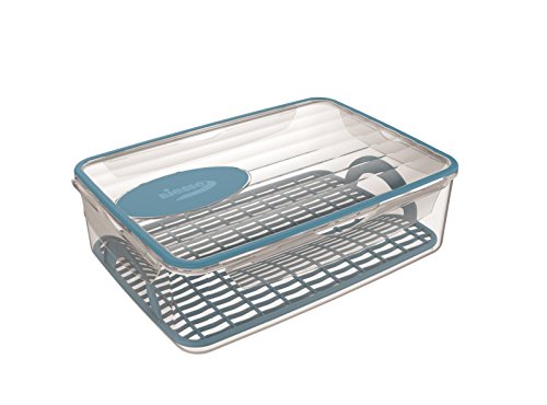 BIESSE k 145/44 Tupper hermético 4 Cierres de 4,5 litros para Cocina microondas Apto para congelador y Rejilla escurridora, Plastic, Azul, 30.0x22.0x9.5 cm