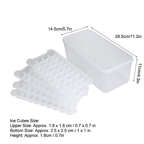 BigBig Style - Bandeja para cubitos de hielo, diseño de cubitos de hielo, apta para uso alimentario, caja de almacenamiento apilable, tapa sellada, 3,3 l, 4 capas, 144 rejillas