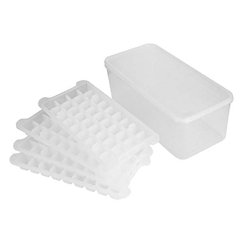 BigBig Style - Bandeja para cubitos de hielo, diseño de cubitos de hielo, apta para uso alimentario, caja de almacenamiento apilable, tapa sellada, 3,3 l, 4 capas, 144 rejillas