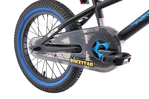 BIKESTAR Bicicleta Infantil para niños y niñas a Partir de 4 años | Bici 16 Pulgadas con Frenos | 16" Edición BMX Negro Azul