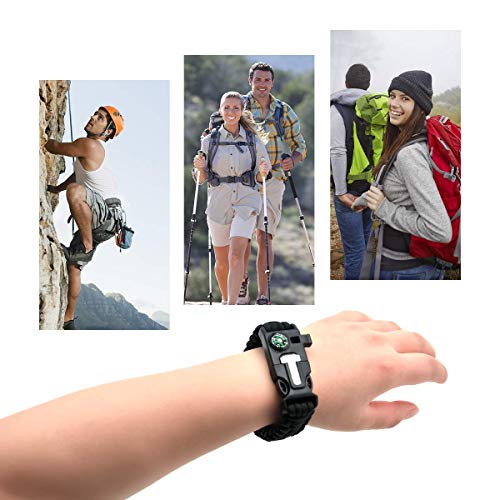 Binken Pulsera Supervivencia, Pulsera de Brújula con Espátula Picapiedra Picapiedra Supervivencia al Aire Libre Camping Supervivencia de Emergencia Escalada