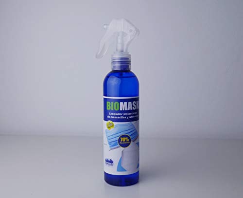 BIOMASK - Spray limpiador instantáneo de mascarillas. Aerosol antibacteriano. Mata todos los gérmenes