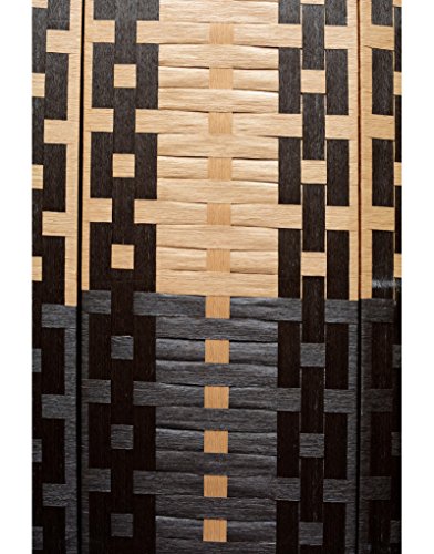 Biombo Seaparador de ambientes, Bambú Natural y Papel Trenzado Negro/Natural 180 x 135 cm - Hogar y más