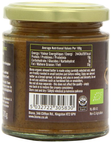 Biona Organic Almond Butter 170 g (order 6 for trade outer)