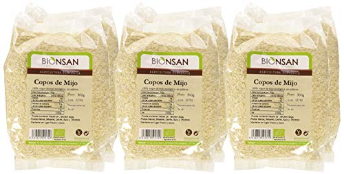 Bionsan Copos de Mijo Ecológicos - 6 Bolsas de 500 gr - Total: 3000 gr