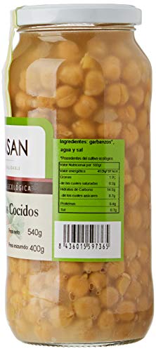 Bionsan Garbanzos Cocidos Ecológicos - 4 Botes de 400 g - Total: 1600 gr.