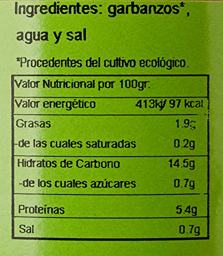 Bionsan Garbanzos Cocidos Ecológicos - 4 Botes de 400 g - Total: 1600 gr.