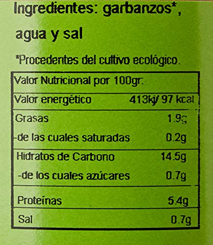 Bionsan Garbanzos Cocidos Ecológicos - 4 Botes de 400 g - Total: 1600 gr.