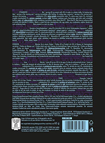 Biotech USA Hyper Mass - Bolsa de 65 g de fresa, hidratos de carbono, proteínas y ácidos grasos esenciales + pegatina C.P.Sports