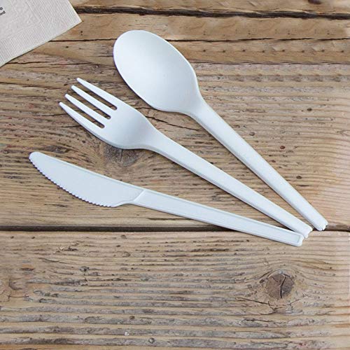 BIOZOYG Tenedor Reutilizable plástico Blanco orgánico Cubiertos Tenedor plástico I Tenedor compostables I Bio-plástico CPLA Cubiertos Biodegradable I 50X Tenedores de plástico Reutilizable 16,3 cm