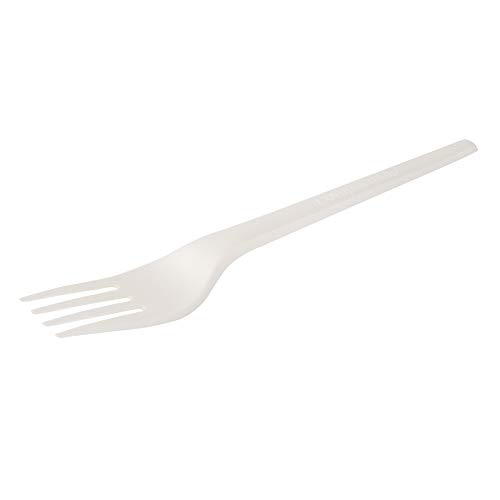 BIOZOYG Tenedor Reutilizable plástico Blanco orgánico Cubiertos Tenedor plástico I Tenedor compostables I Bio-plástico CPLA Cubiertos Biodegradable I 50X Tenedores de plástico Reutilizable 16,3 cm