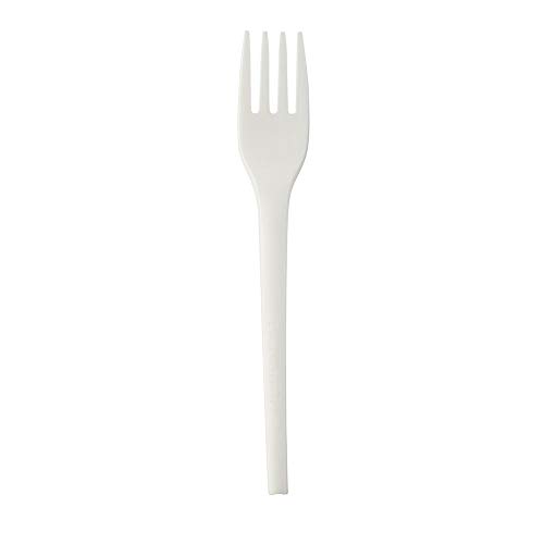 BIOZOYG Tenedor Reutilizable plástico Blanco orgánico Cubiertos Tenedor plástico I Tenedor compostables I Bio-plástico CPLA Cubiertos Biodegradable I 50X Tenedores de plástico Reutilizable 16,3 cm