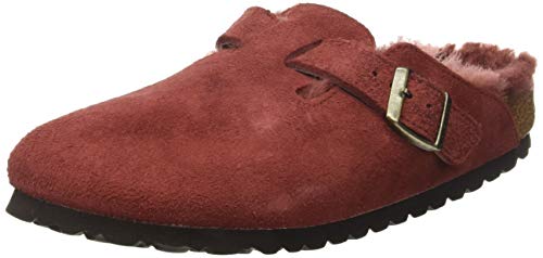 Birkenstock Boston Ante/Sheepskin, Zuecos para Mujer, Rojo (Antique Port Antique Port), 38 EU