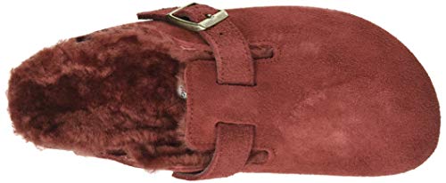 Birkenstock Boston Ante/Sheepskin, Zuecos para Mujer, Rojo (Antique Port Antique Port), 38 EU