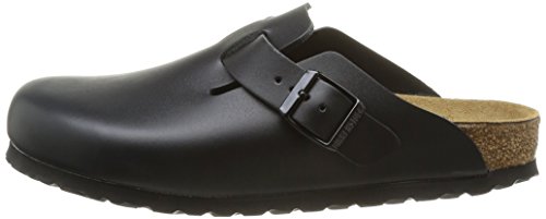 Birkenstock Boston, Zuecos de piel natural Unisex, Negro, 40 EU