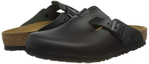 Birkenstock Boston, Zuecos de piel natural Unisex, Negro, 40 EU