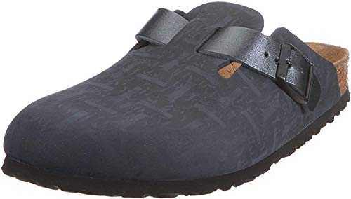 Birkenstock Boston, Zuecos de piel natural Unisex, Negro, 40 EU