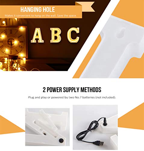 BISOZER - Letras de luz LED con números arábigos (USB, funciona con pilas 1-9 A-Z, para Navidad, Halloween, decoración de boda, fiesta, bebé o niña decoración de habitación (Y)