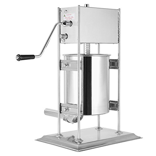 Bisujerro Máquina de Hacer Salchichas Embutidora de Salchichas de Acero Inoxidable de Grado Alimenticio Rellenadora Manual de Salchichas con 2 Velocidades y 4 Boquillas (10L)