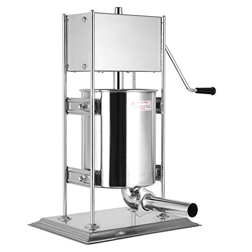 Bisujerro Máquina de Hacer Salchichas Embutidora de Salchichas de Acero Inoxidable de Grado Alimenticio Rellenadora Manual de Salchichas con 2 Velocidades y 4 Boquillas (10L)